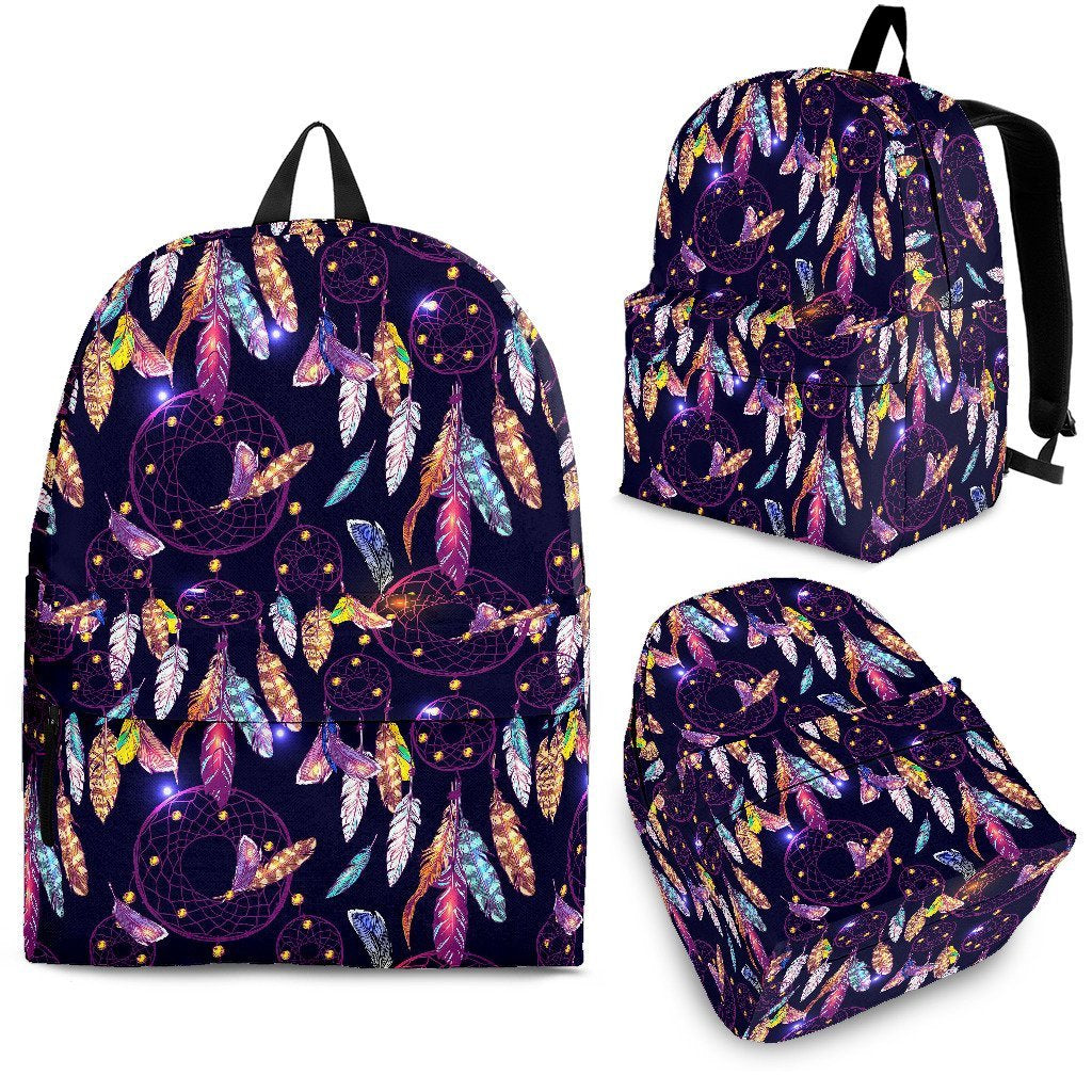 Feather Dream Catcher Vintage Pattern Print Premium Backpack-grizzshop