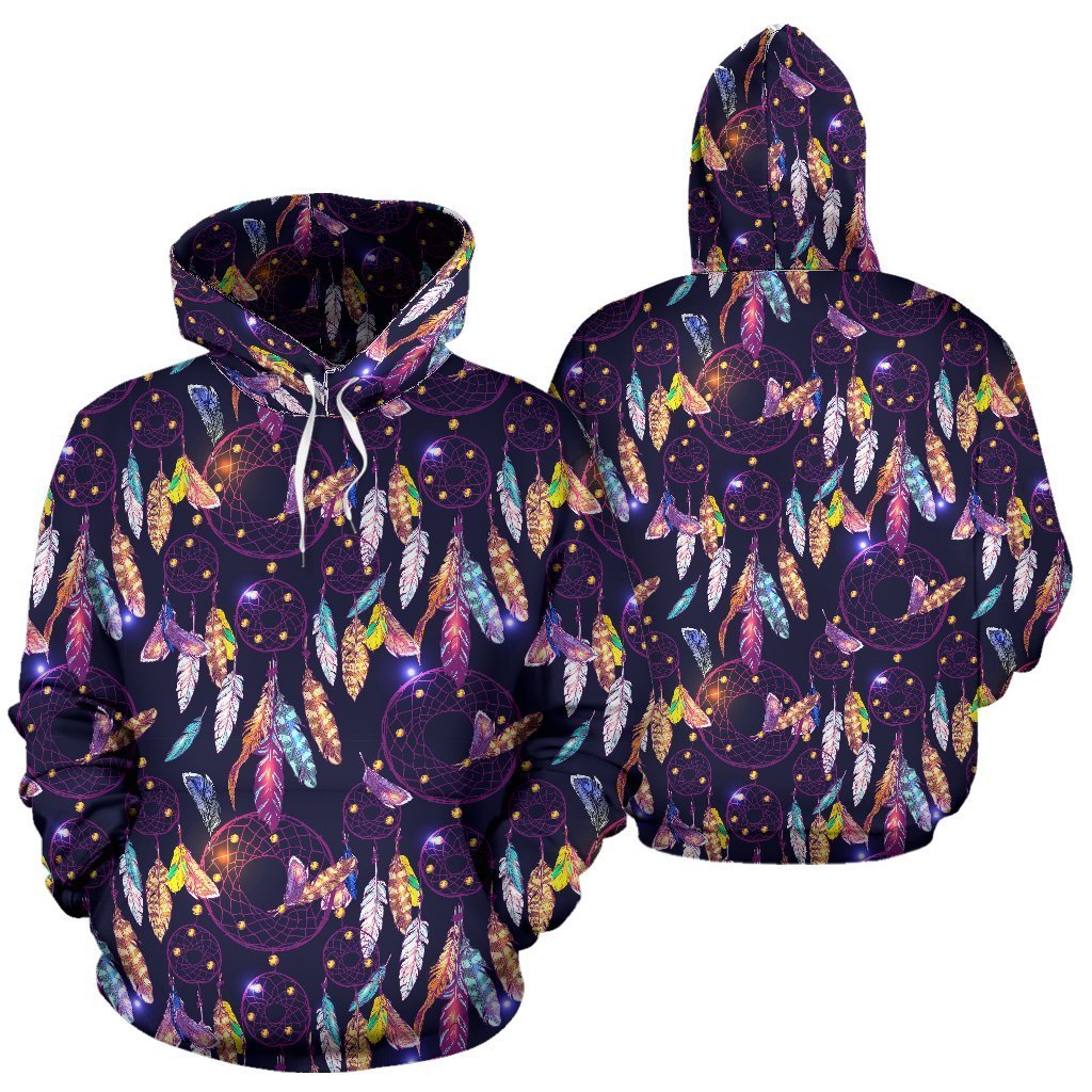Feather Dream Catcher Vintage Pattern Print Women Men Pullover Hoodie-grizzshop