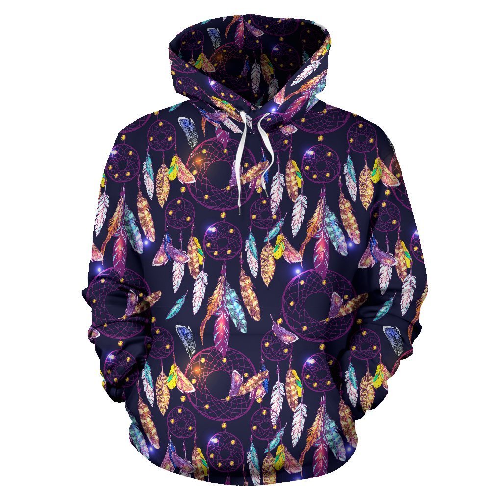 Feather Dream Catcher Vintage Pattern Print Women Men Pullover Hoodie-grizzshop