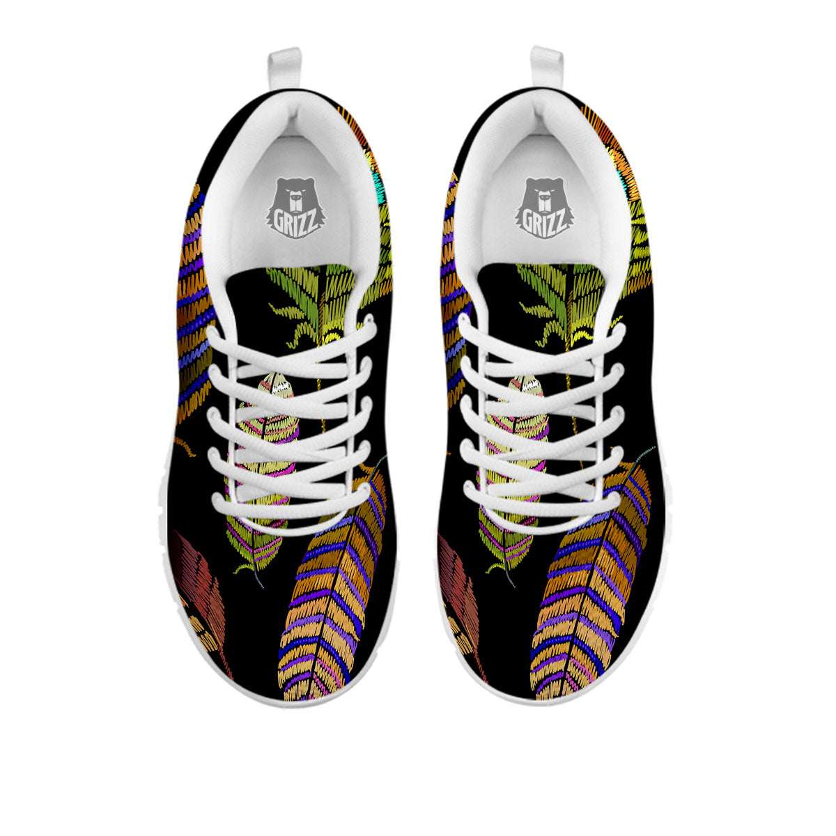 Feather Embroidery Peacock Print White Sneaker-grizzshop