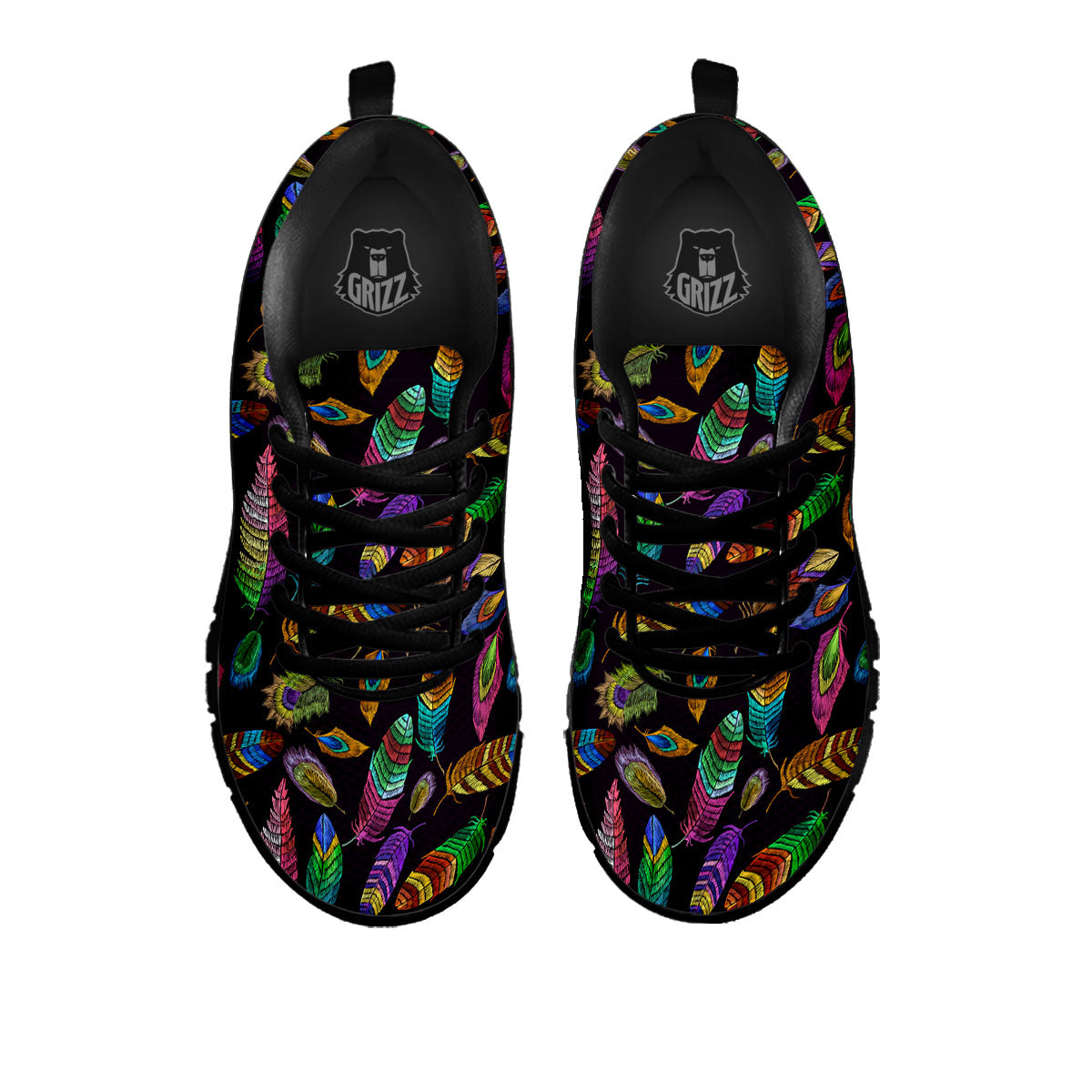 Feather Native Print Pattern Black Sneaker-grizzshop