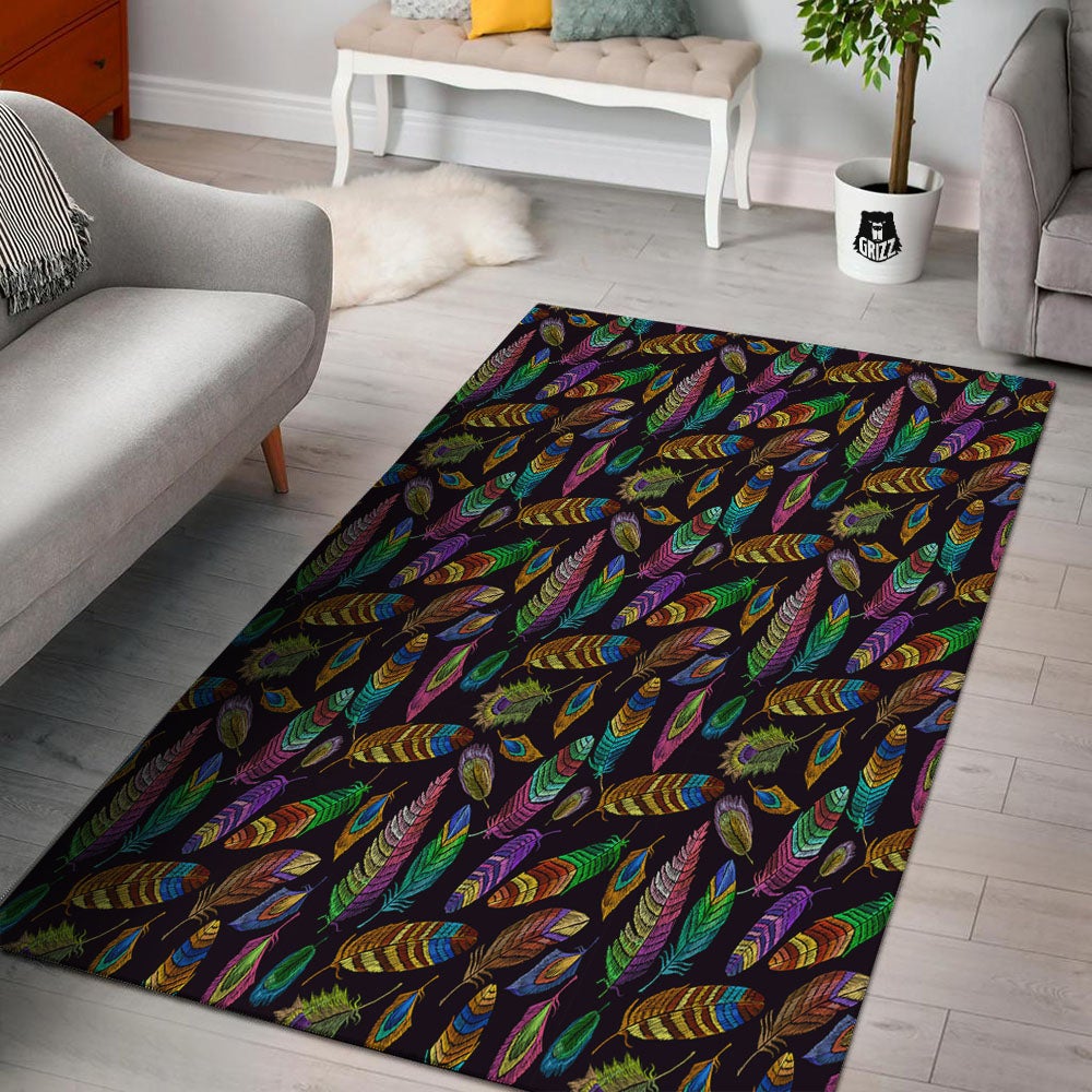 Feather Native Print Pattern Floor Mat-grizzshop