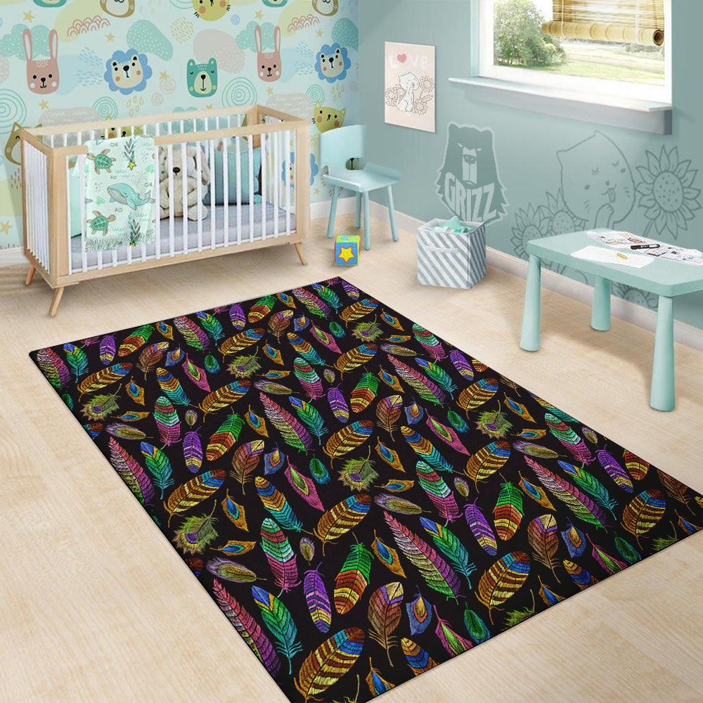 Feather Native Print Pattern Floor Mat-grizzshop