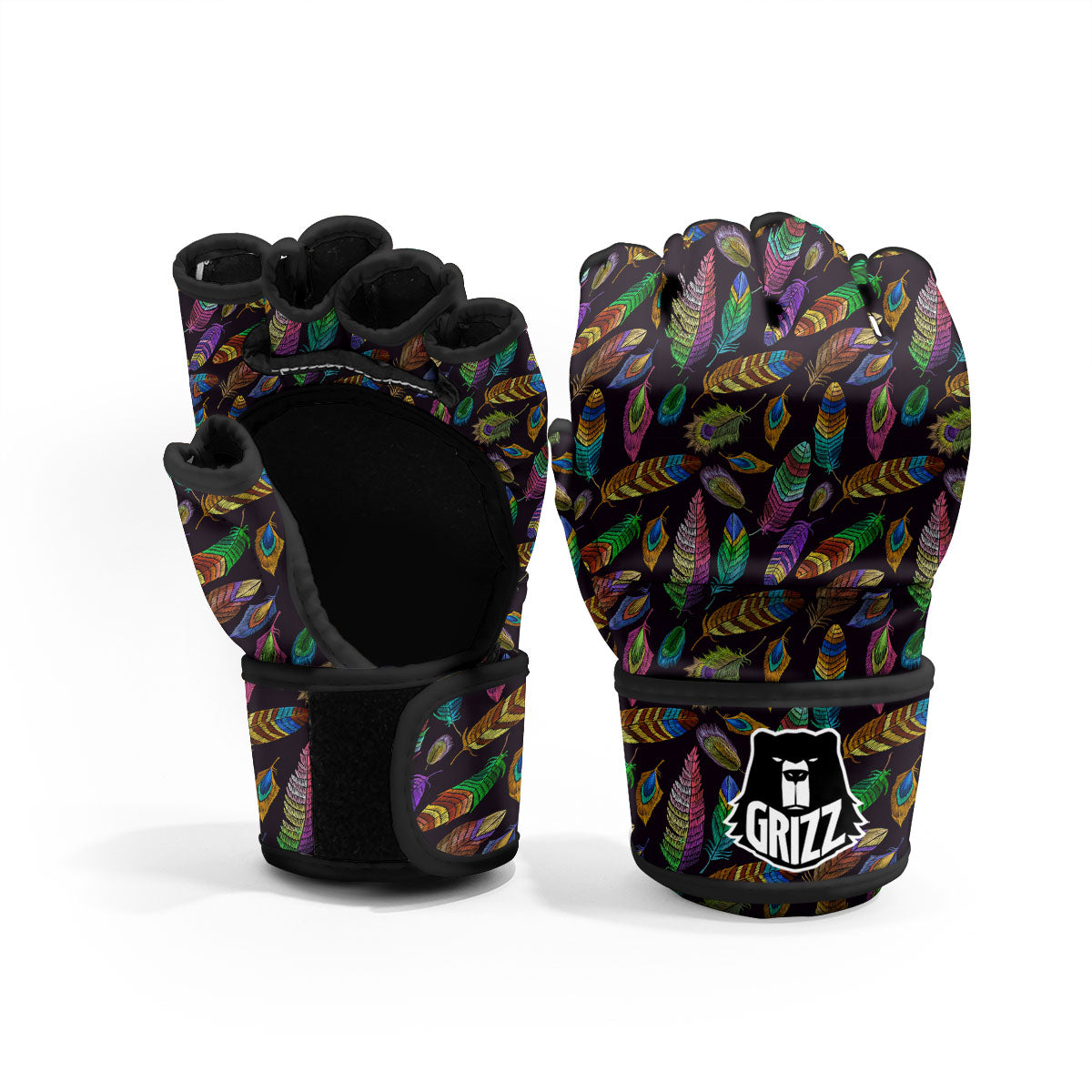 Feather Native Print Pattern MMA Gloves-grizzshop