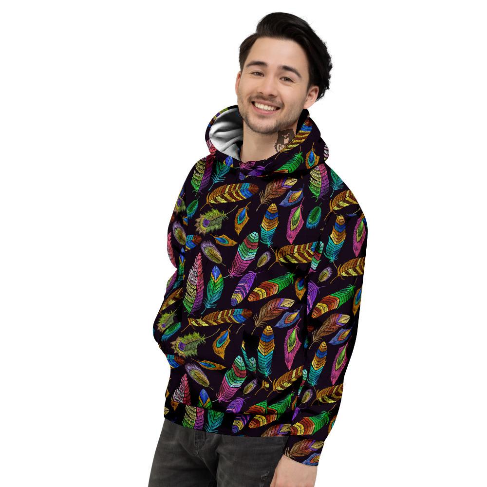 Feather Native Print Pattern Men's Hoodie-grizzshop