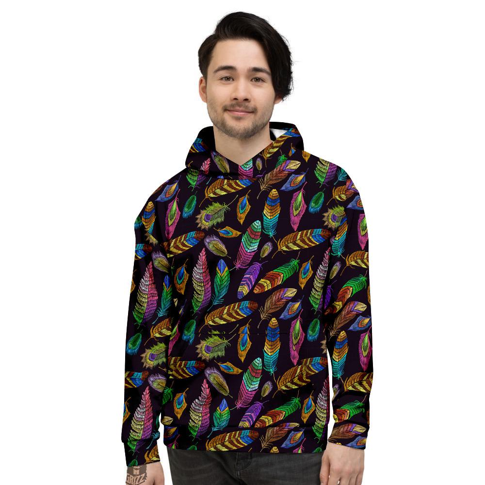 Feather Native Print Pattern Men's Hoodie-grizzshop