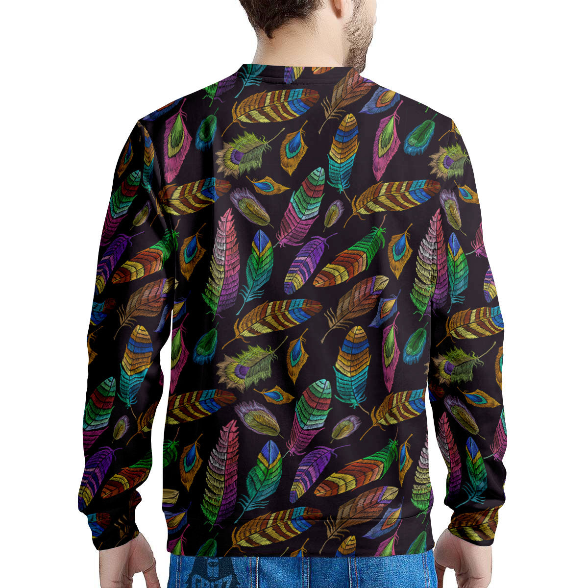 Feather Native Print Pattern Men's Sweatshirt-grizzshop
