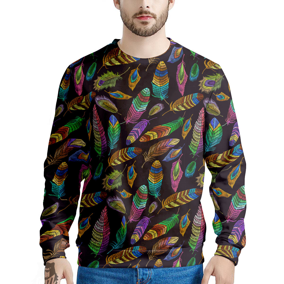 Feather Native Print Pattern Men's Sweatshirt-grizzshop