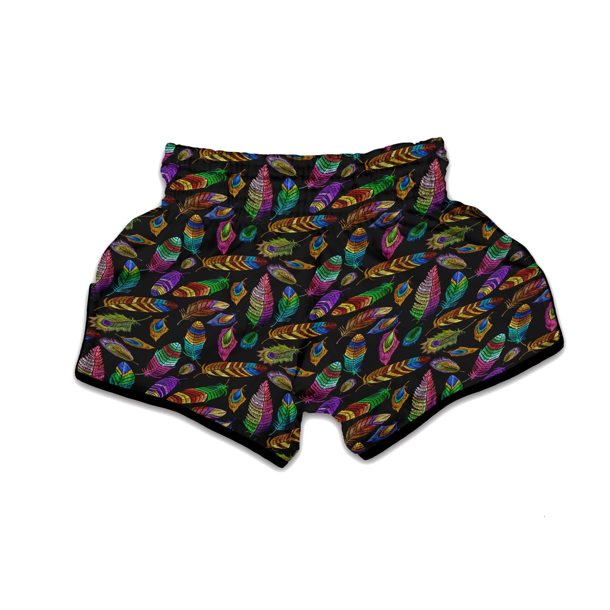 Feather Native Print Pattern Muay Thai Boxing Shorts-grizzshop