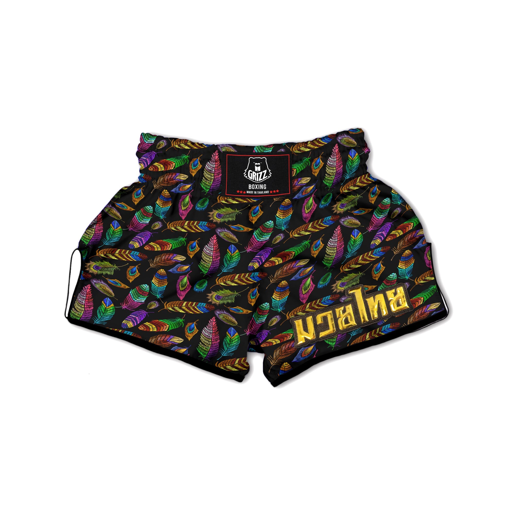 Feather Native Print Pattern Muay Thai Boxing Shorts-grizzshop