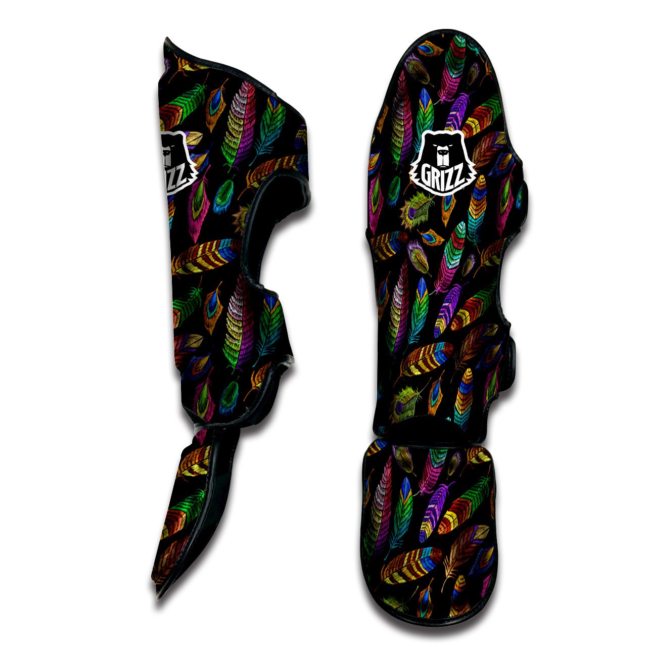 Feather Native Print Pattern Muay Thai Shin Guards-grizzshop
