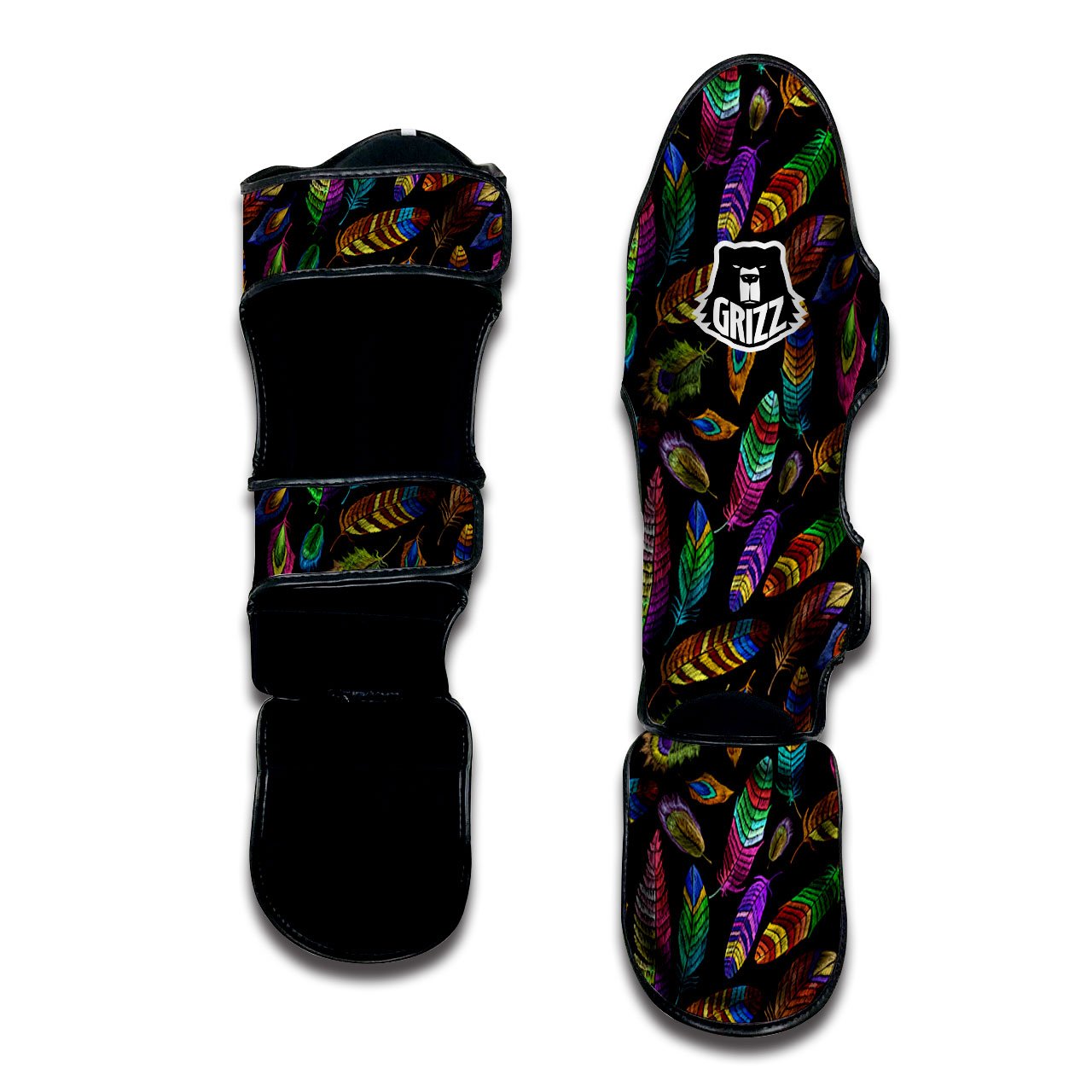Feather Native Print Pattern Muay Thai Shin Guards-grizzshop