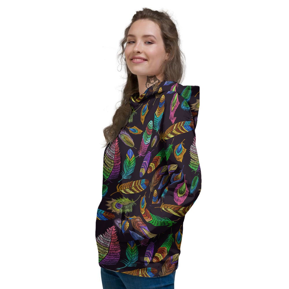Feather Native Print Pattern Women's Hoodie-grizzshop