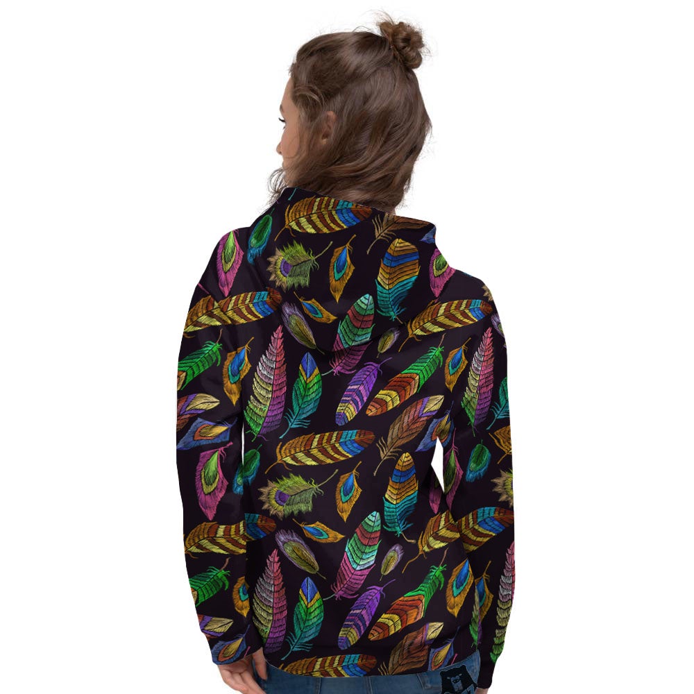 Feather Native Print Pattern Women's Hoodie-grizzshop