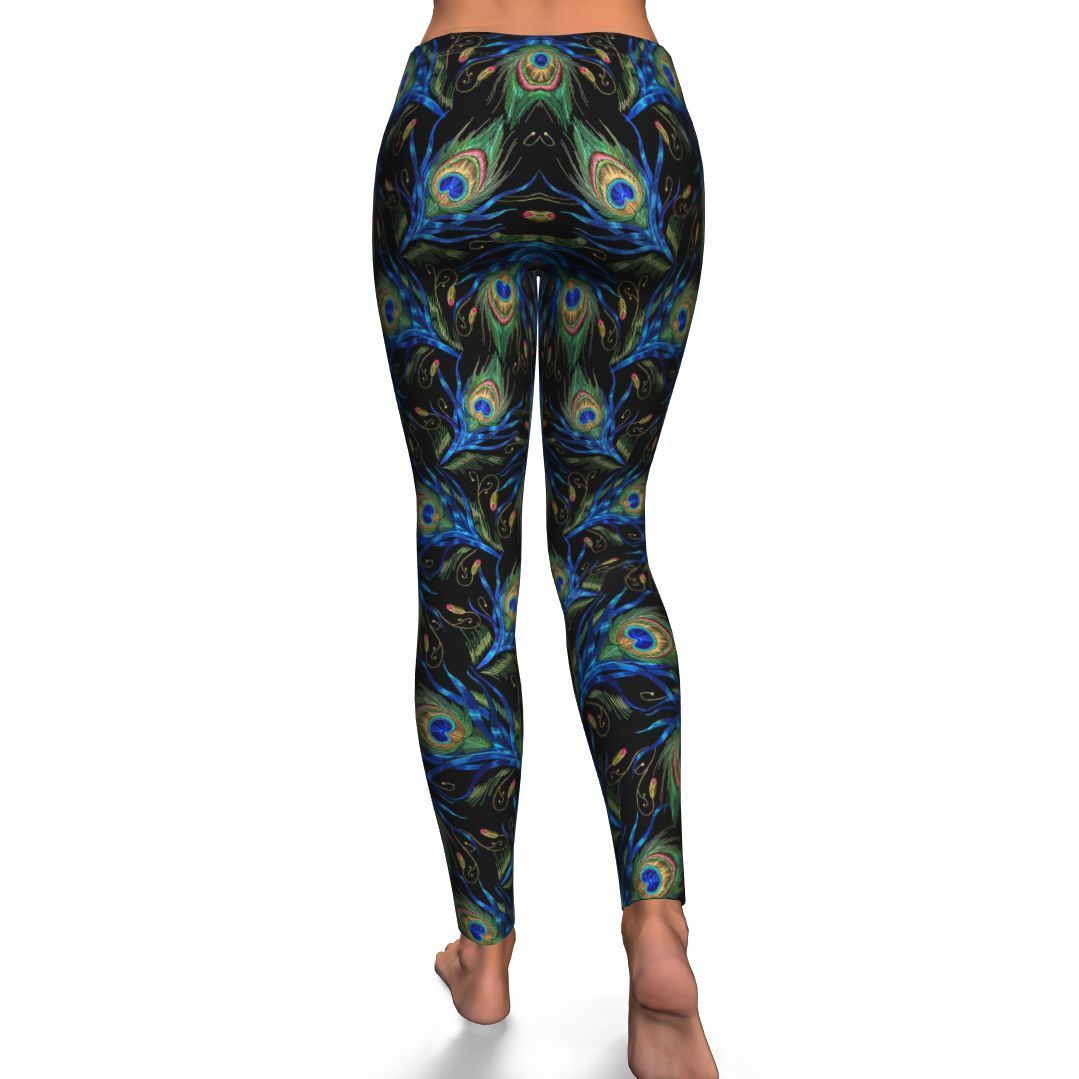 Feather Peacock Pattern Print Pattern Women Leggings-grizzshop