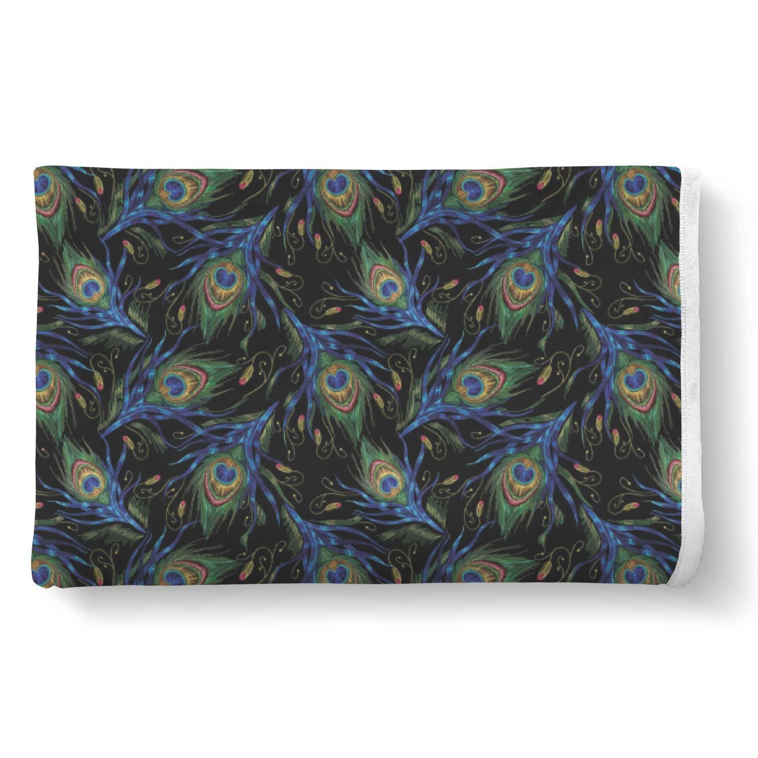 Feather Peacock Pattern Print Throw Blanket-grizzshop