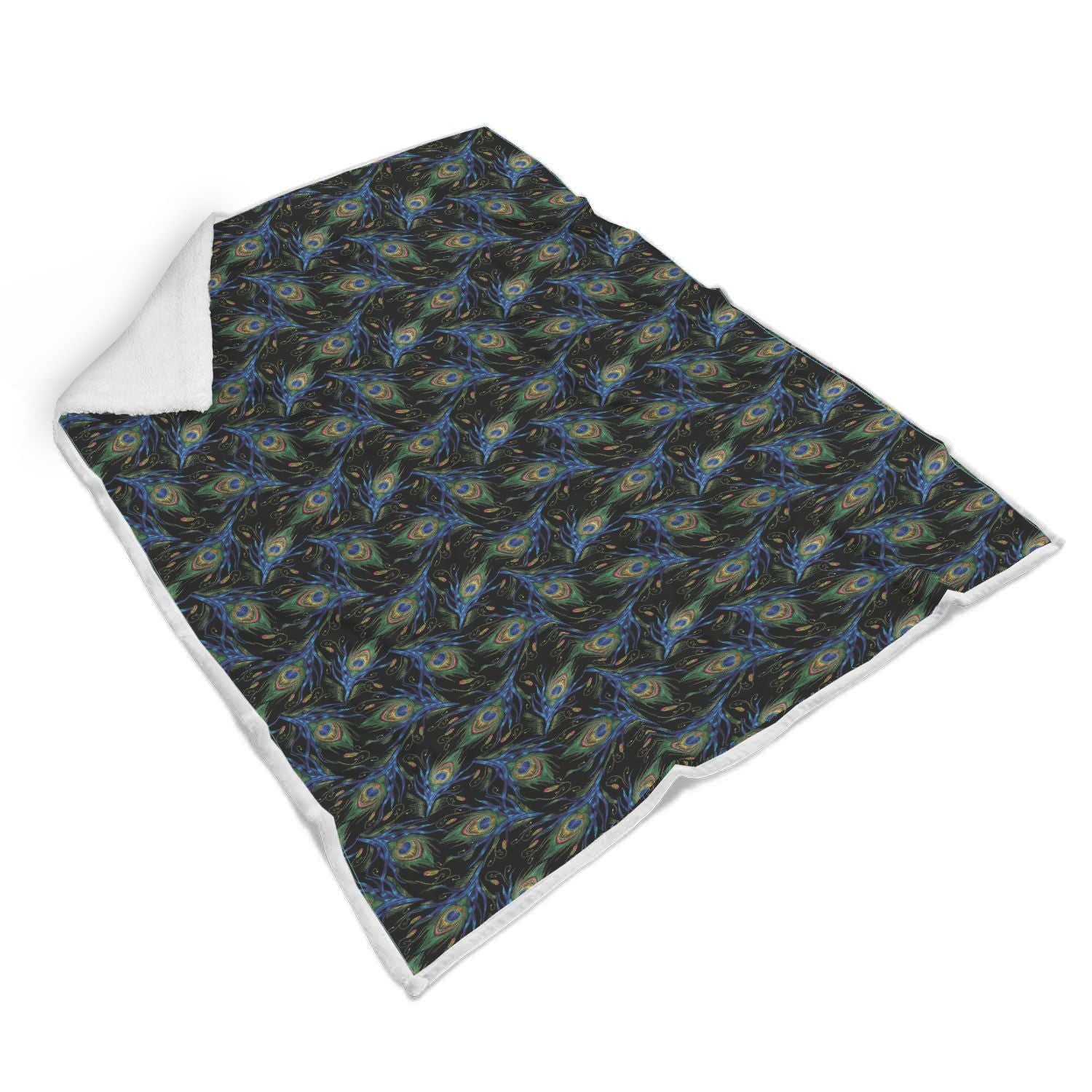 Feather Peacock Pattern Print Throw Blanket-grizzshop