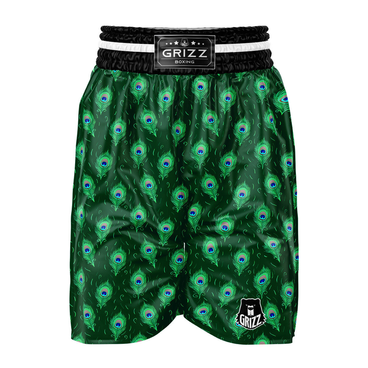 Feather Peacock Print Pattern Boxing Shorts-grizzshop