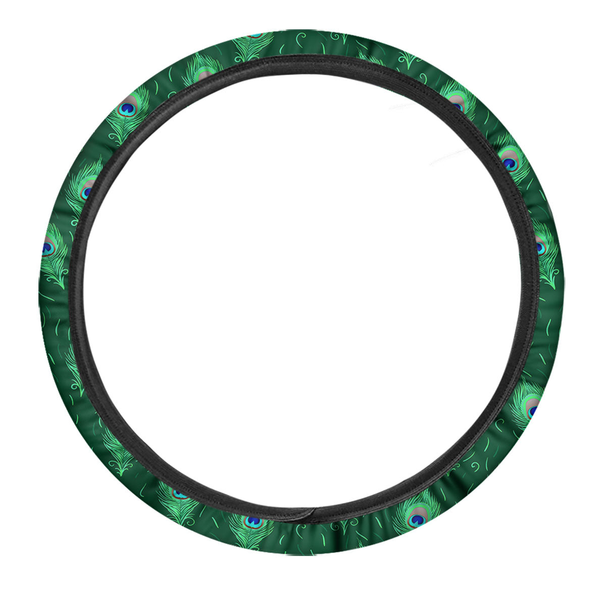 Feather Peacock Print Pattern Car Steering Wheel Cover-grizzshop