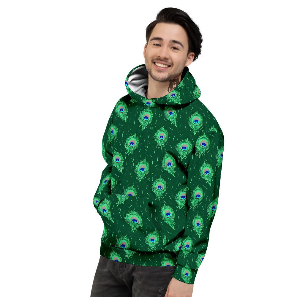 Feather Peacock Print Pattern Men's Hoodie-grizzshop