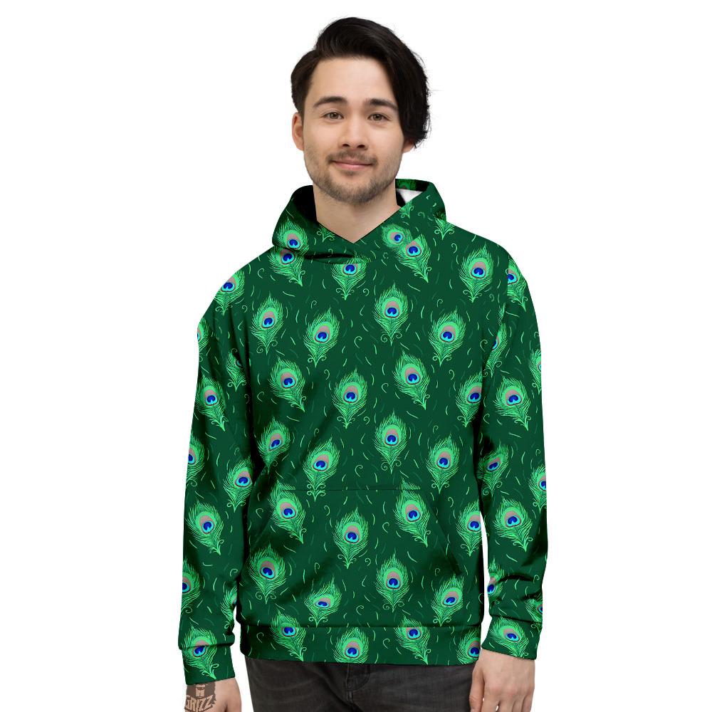 Feather Peacock Print Pattern Men's Hoodie-grizzshop