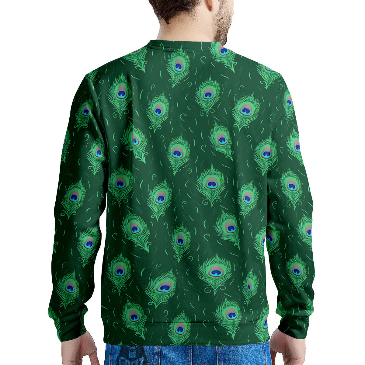 Feather Peacock Print Pattern Men's Sweatshirt-grizzshop