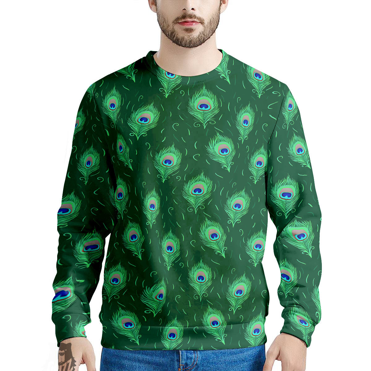 Feather Peacock Print Pattern Men's Sweatshirt-grizzshop