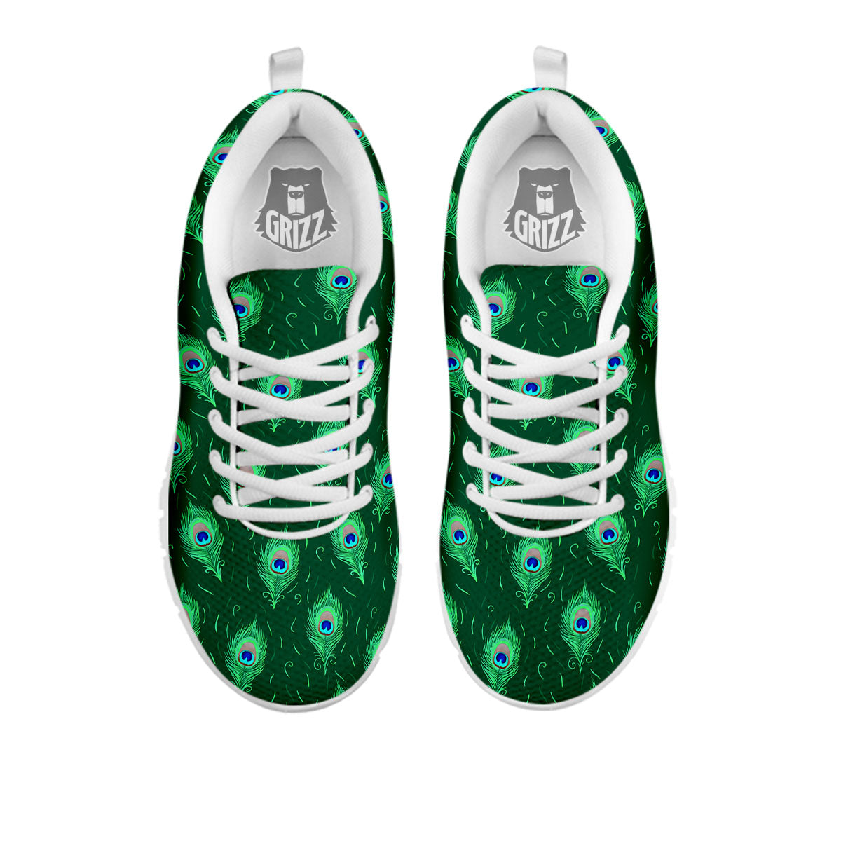 Feather Peacock Print Pattern White Sneaker-grizzshop