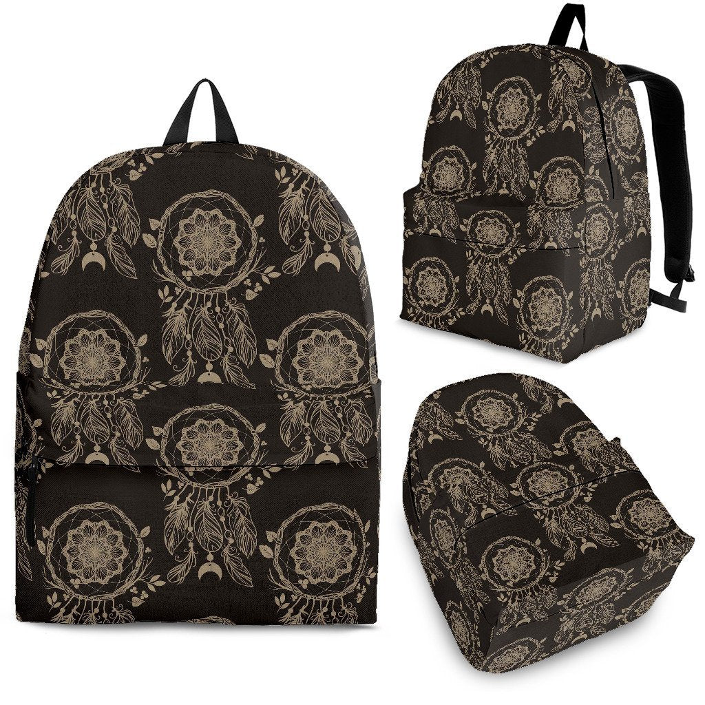 Feather Vintage Dream Catcher Pattern Print Premium Backpack-grizzshop