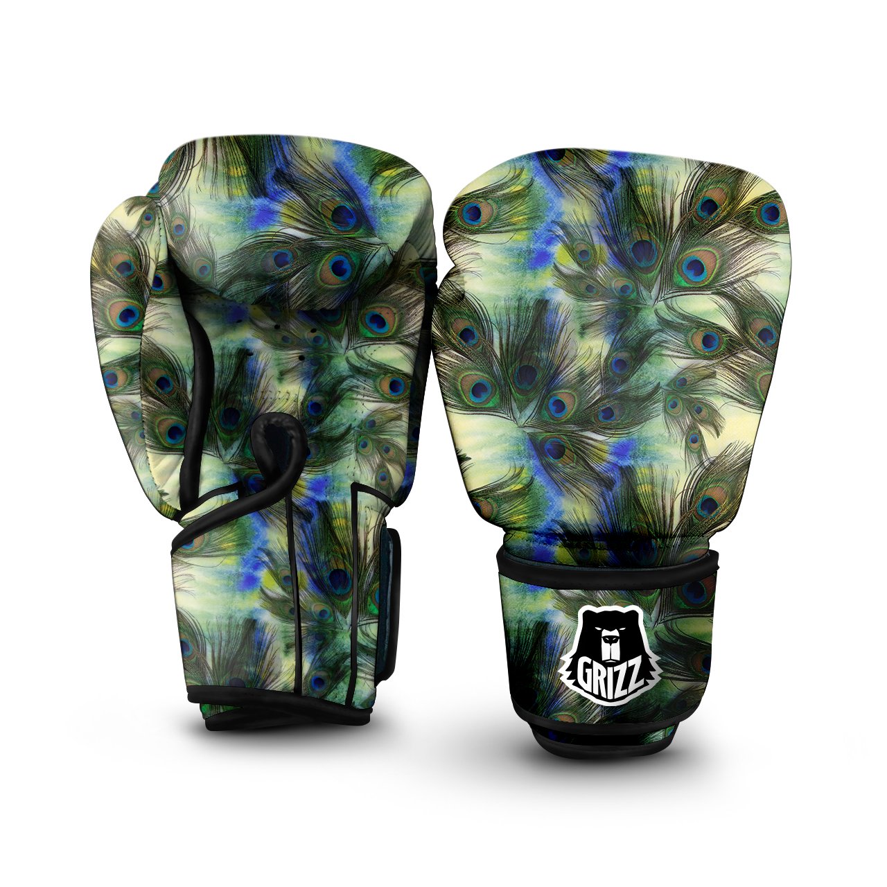 Feather Vintage Watercolor Print Pattern Boxing Gloves-grizzshop