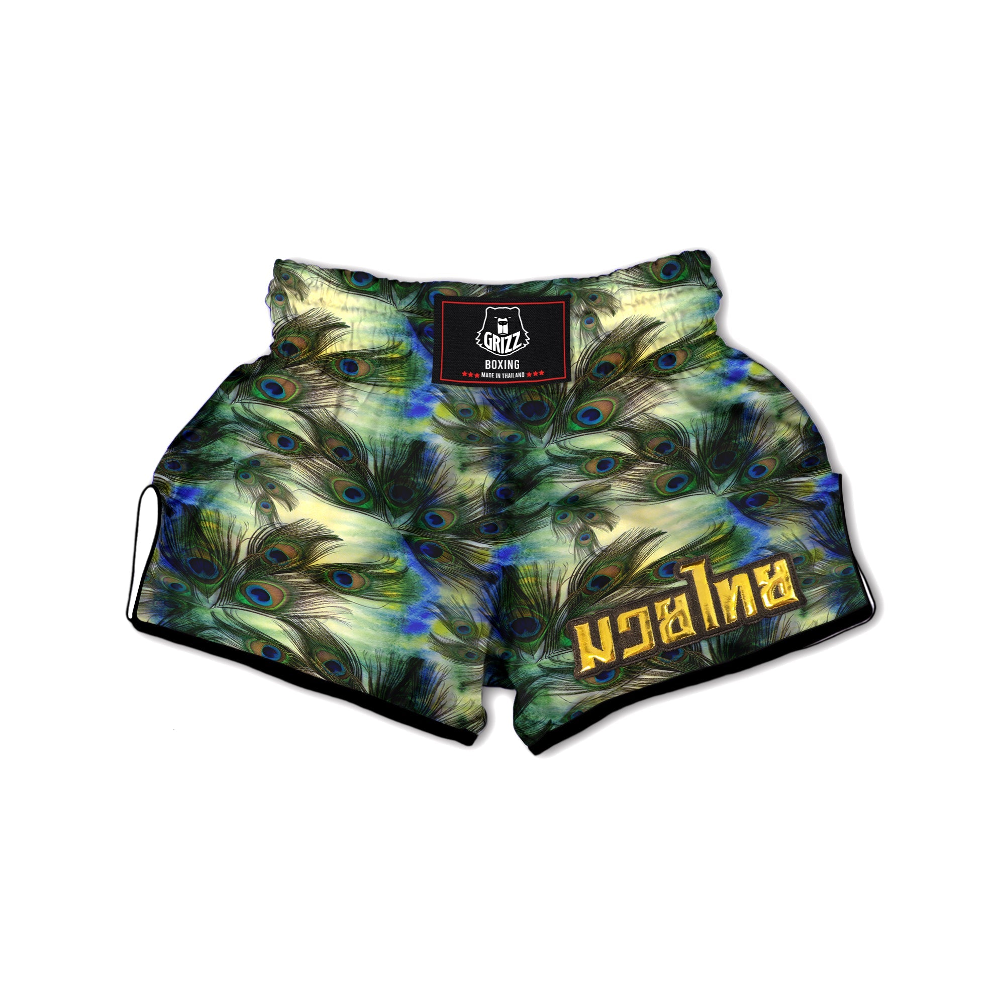 Feather Vintage Watercolor Print Pattern Muay Thai Boxing Shorts-grizzshop