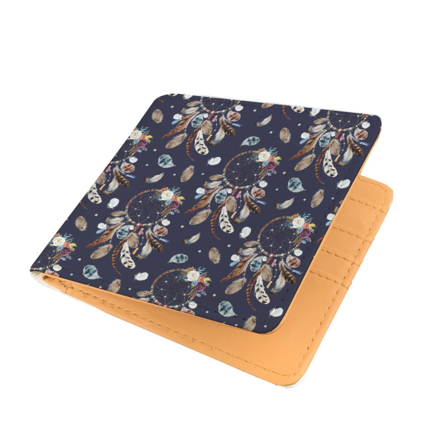 Feather Dream Catcher Blue Boho Pattern Print Men Wallet-grizzshop