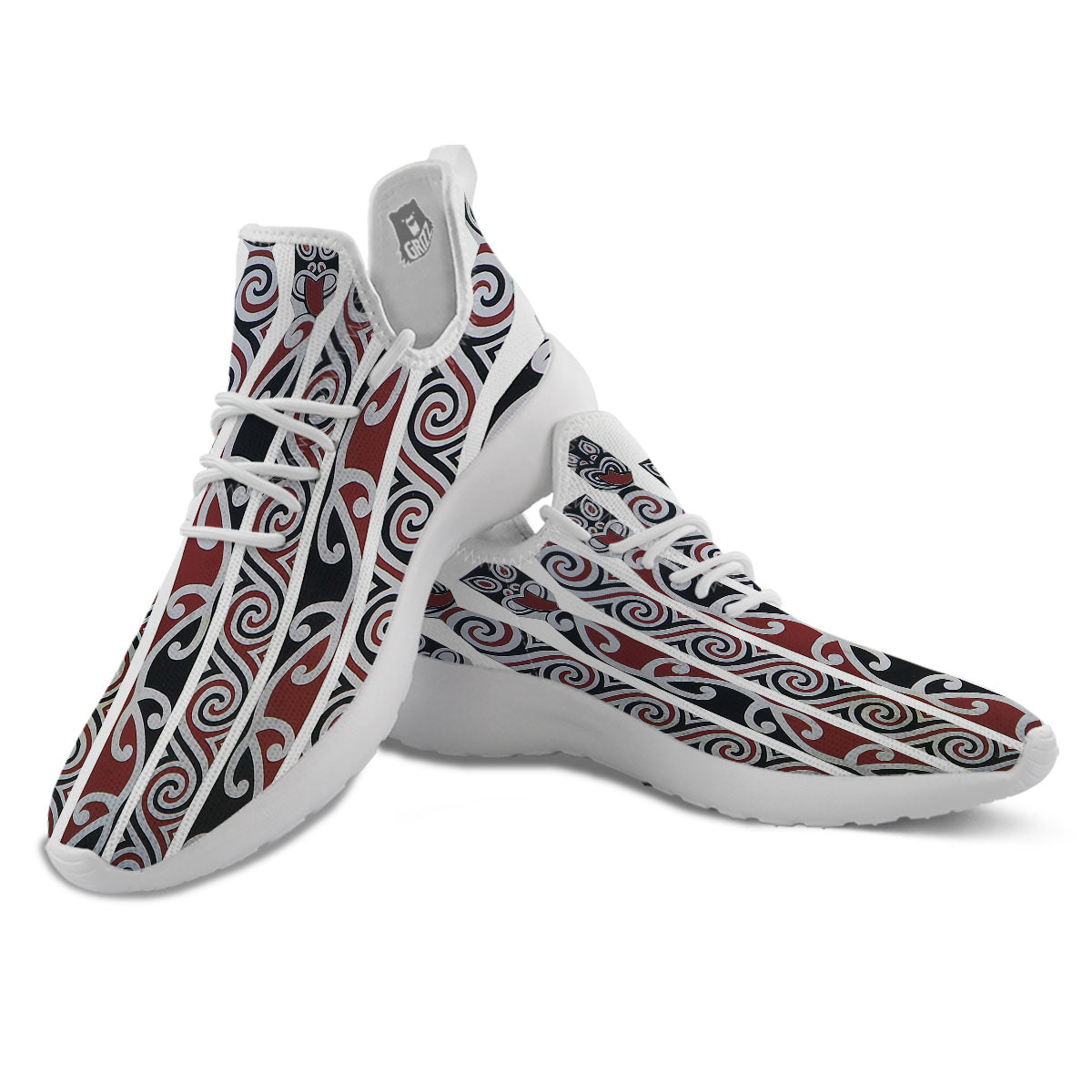 Fence Maori Print White Athletic Shoes-grizzshop