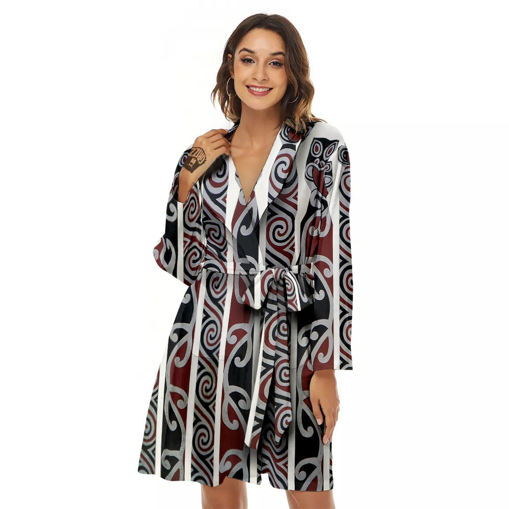 Fence Maori Print Women's Robe-grizzshop