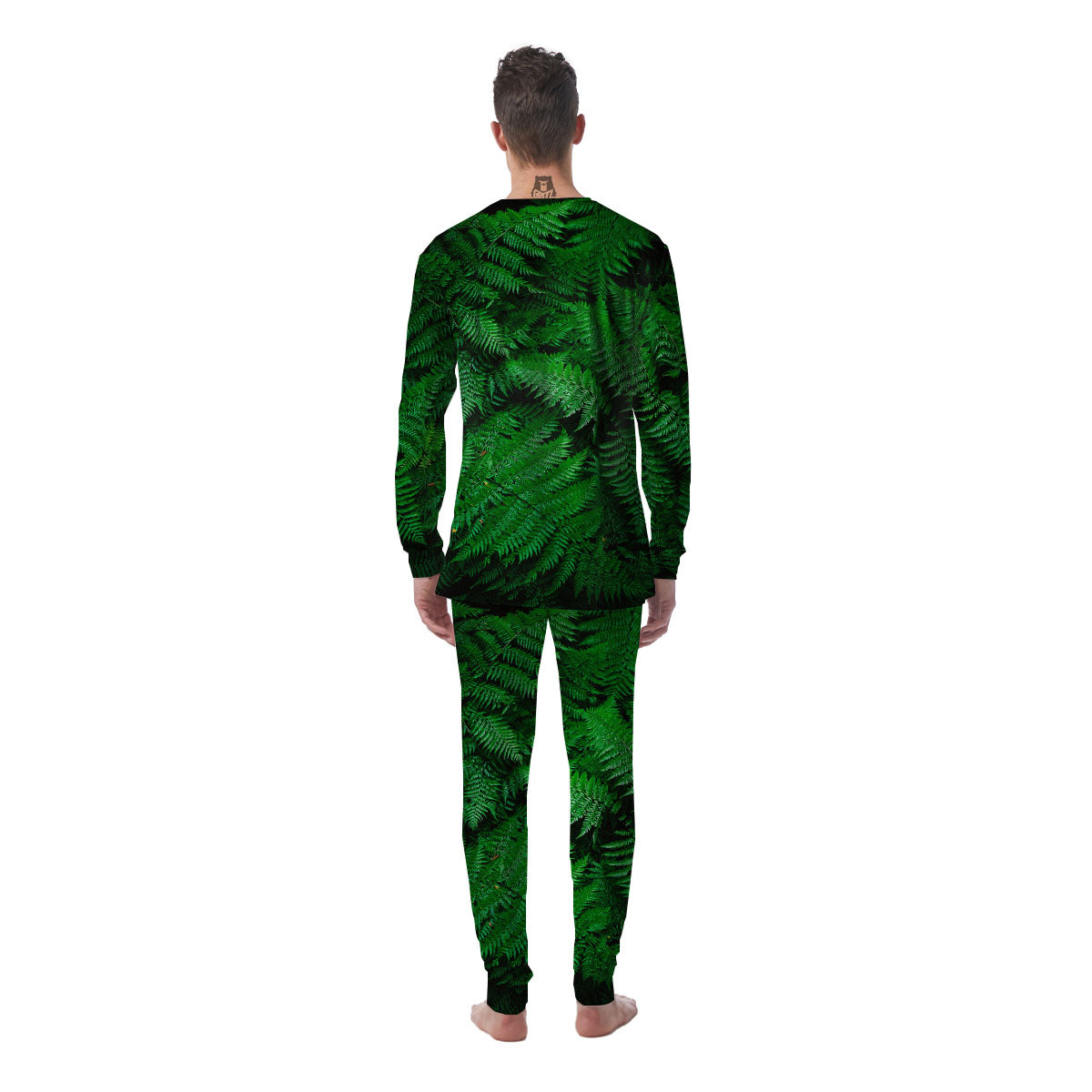 Fern Leaf Green Print Men's Pajamas-grizzshop