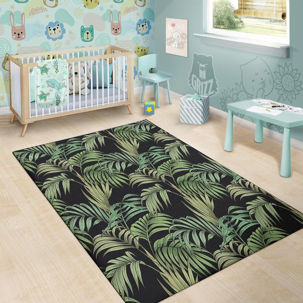 Fern Leaf Tropical Print Pattern Floor Mat-grizzshop