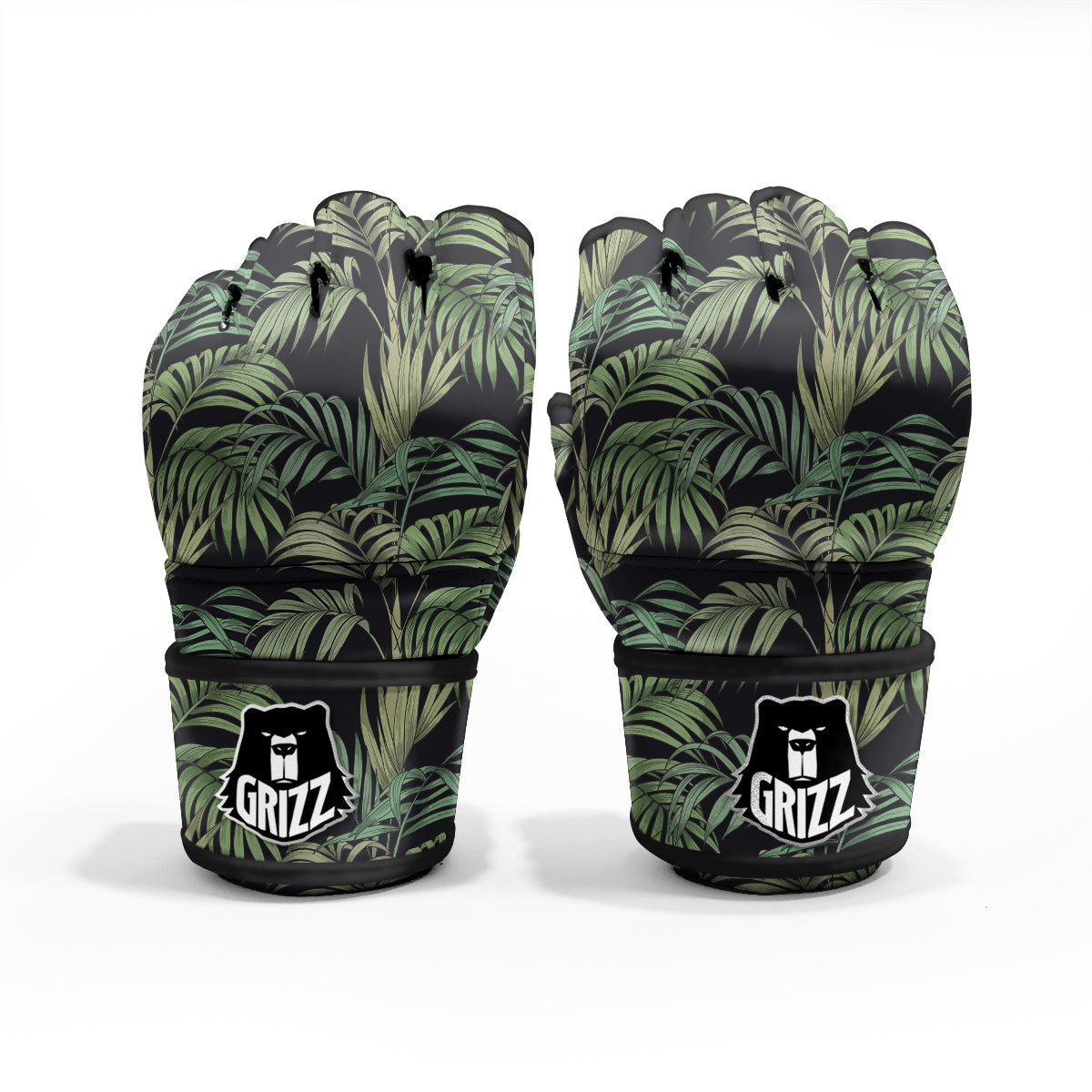 Fern Leaf Tropical Print Pattern MMA Gloves-grizzshop