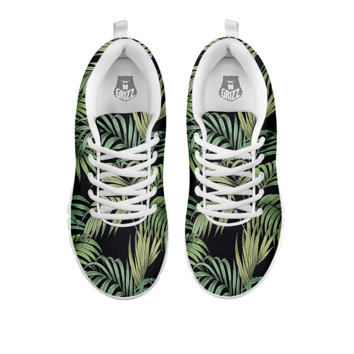 Fern Leaf Tropical Print Pattern White Sneaker-grizzshop