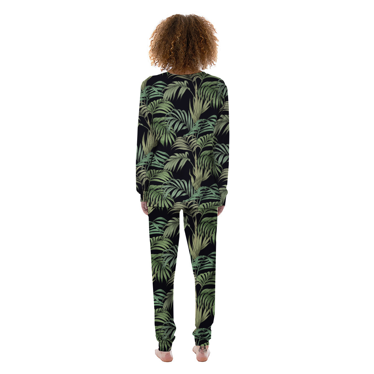 Fern Leaf Tropical Print Pattern Women's Pajamas-grizzshop