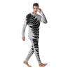 Fern Leaf White And Black Print Men's Pajamas-grizzshop