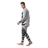 Fern Leaf White And Black Print Men's Pajamas-grizzshop