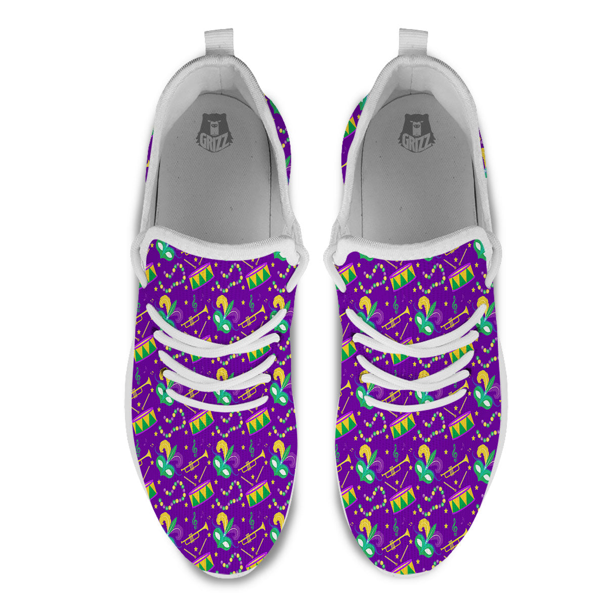 Festival Mardi Gras Print Pattern White Athletic Shoes-grizzshop