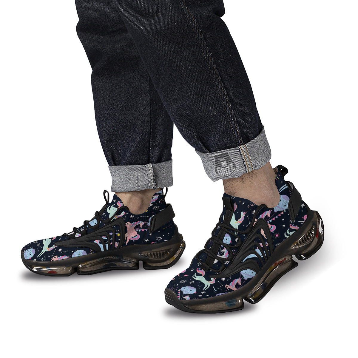 Festival Unicorn Night Print Pattern Black Gym Shoes-grizzshop