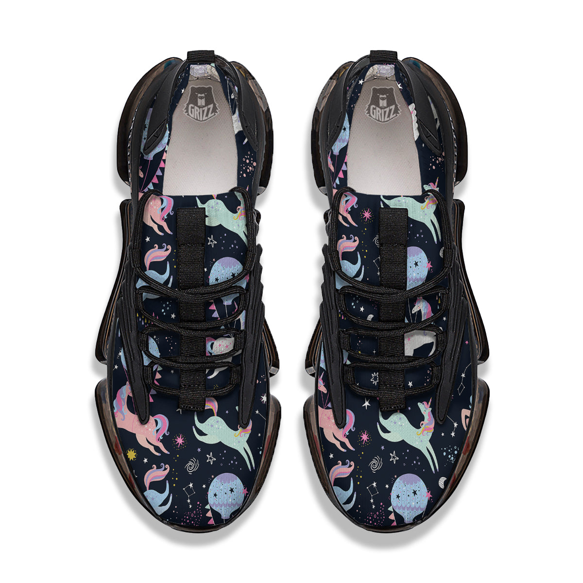 Festival Unicorn Night Print Pattern Black Gym Shoes-grizzshop
