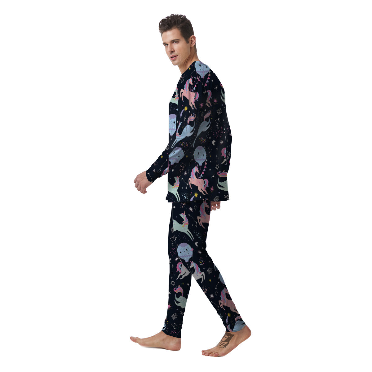 Festival Unicorn Night Print Pattern Men's Pajamas-grizzshop