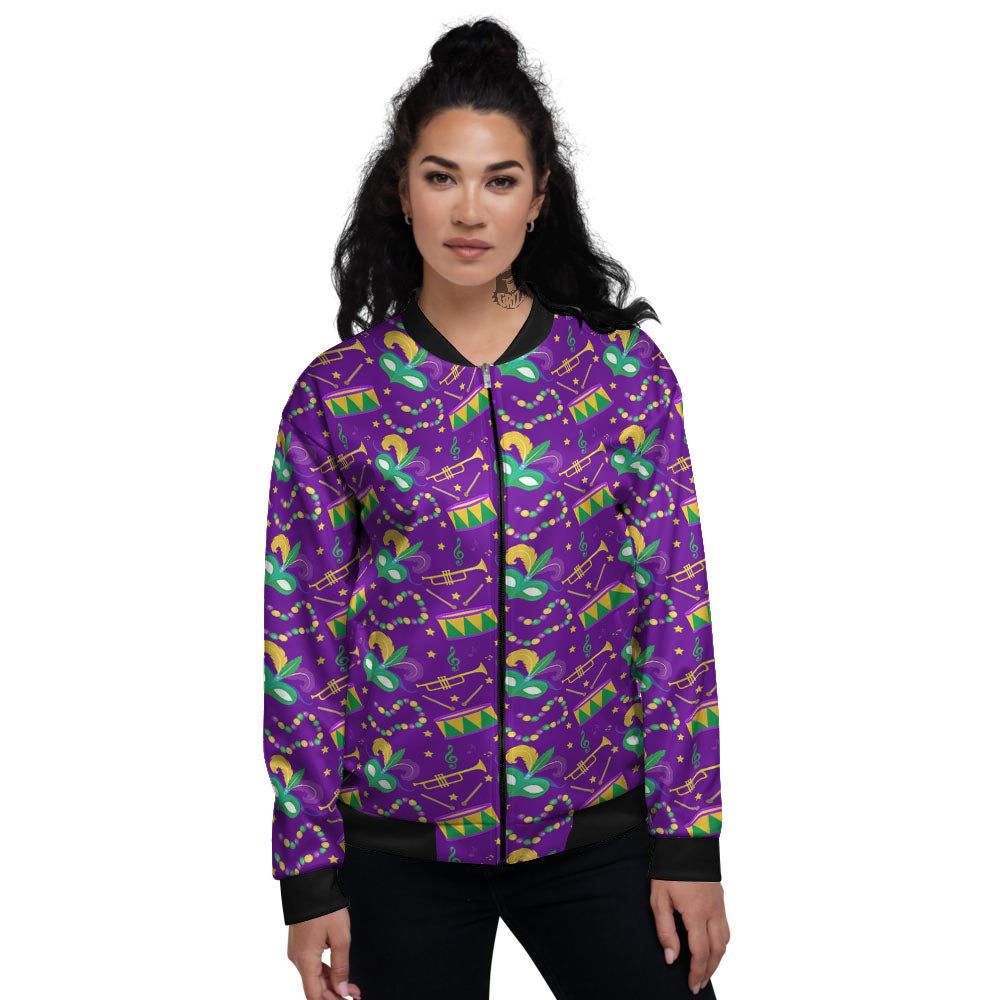 Festival Mardi Gras Print Pattern Women's Bomber Jacket-grizzshop