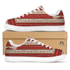 Festive Christmas Knitted Print Pattern White Low Top Sneakers-grizzshop