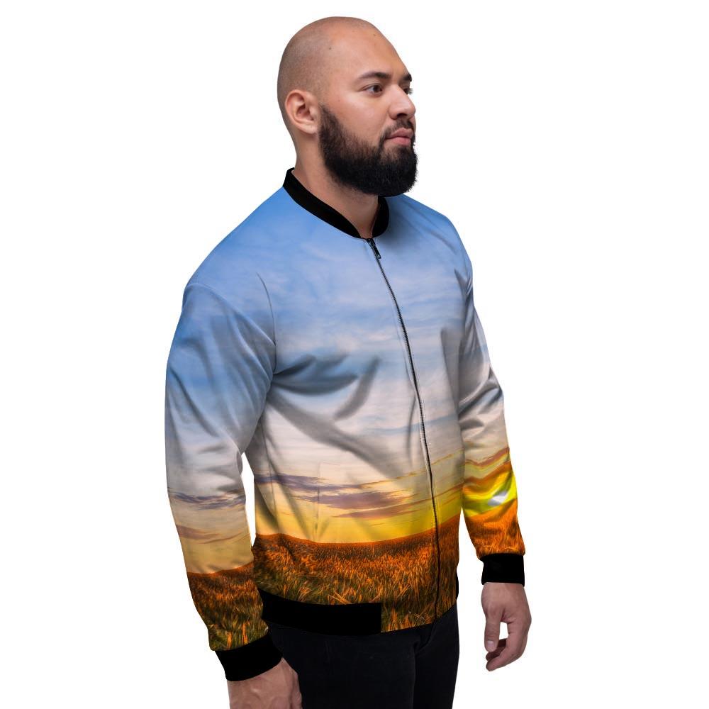 Field Sunrise Print Men's Bomber Jacket-grizzshop