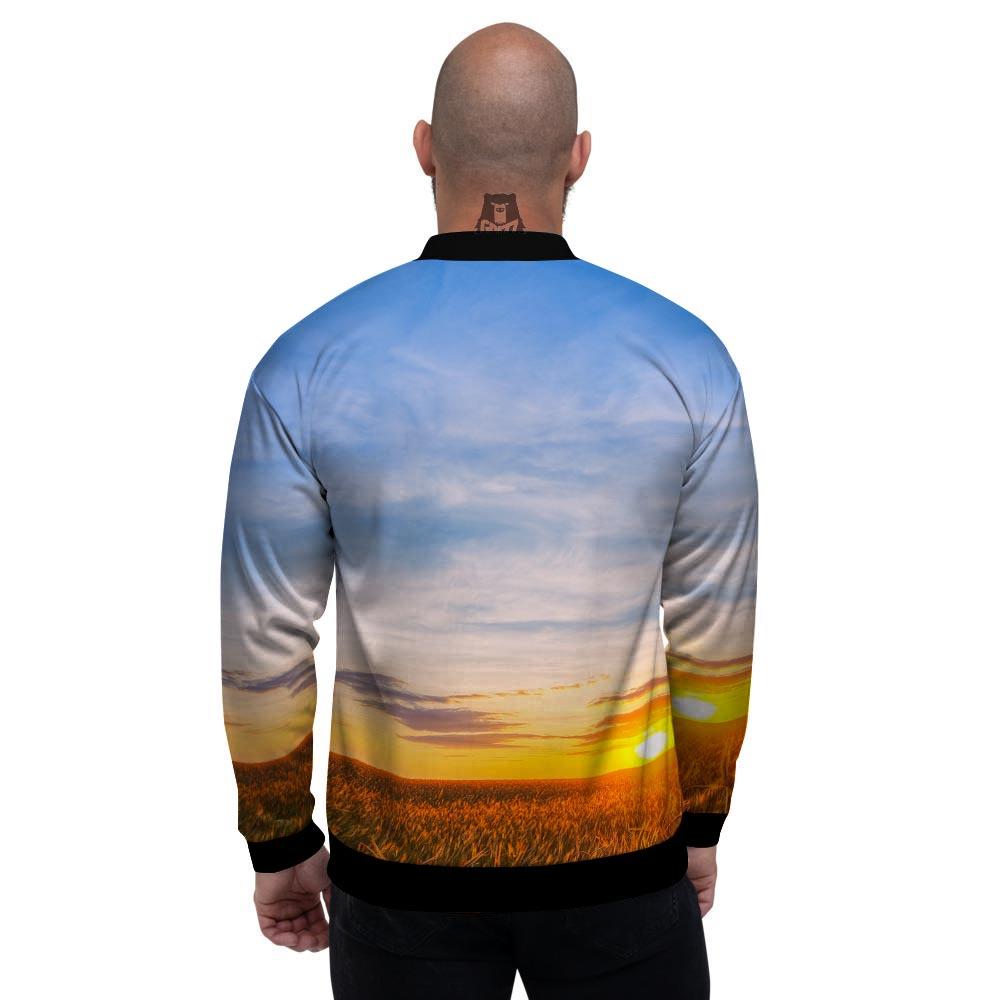 Field Sunrise Print Men's Bomber Jacket-grizzshop