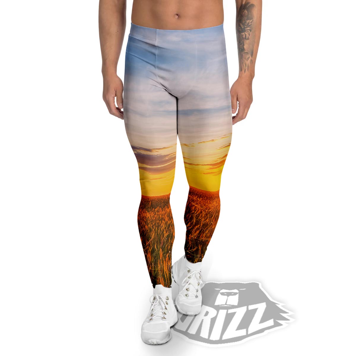 Field Sunrise Print Men's Leggings-grizzshop